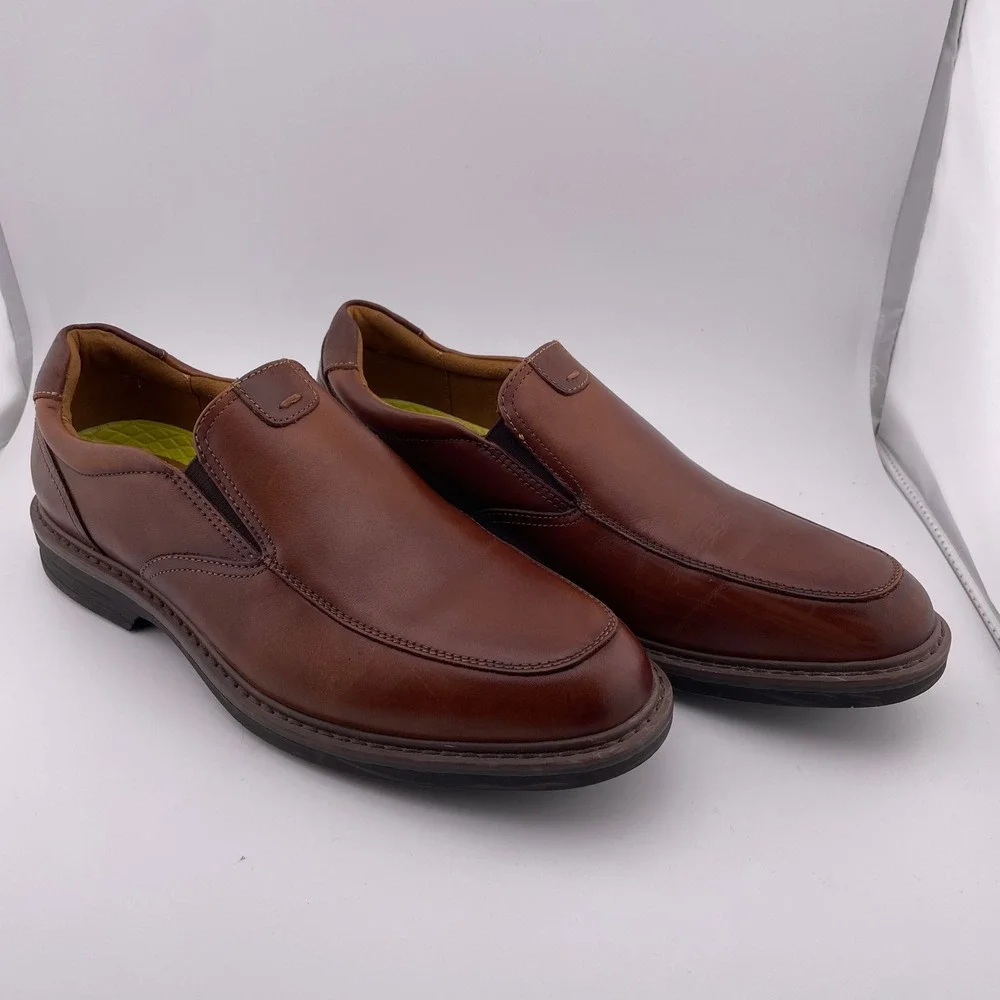 Florsheim Mens Brown Leather Slip On Comfort Tech‎ Loafers Shoes Size 8M